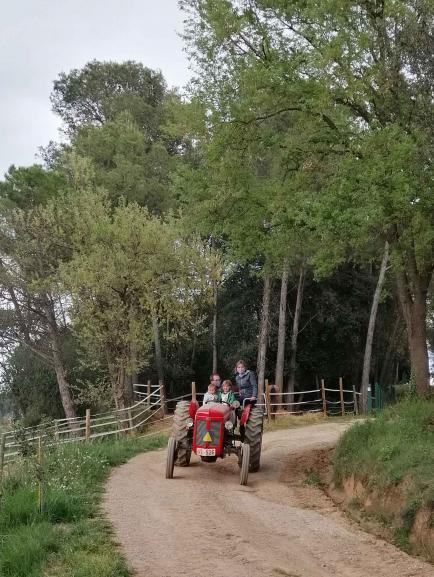 puja a un tractor i sigues pages per un dia. experiencia rural a la casa rural Can Bonet, Sant Martí Vell Girona, Costa Brava